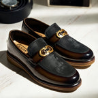 Shaded Brown With Suade Pattern leather Loafer | With Premium Gel soul For Comfort